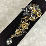 Stunning Statement Gold Smokey Grey Crystal Brooch Pin Photo 1