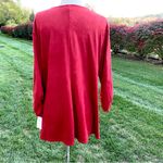 Ny Collection  Women's Red Open Front Suede Draped Cardigan Photo 11