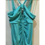 Rebecca Vallance Dress Turquoise Riccardo Ruched Cutout Jersey Midi Size 4 Green Photo 3