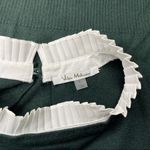 Vila Milano  Hunter Green Layered Look Wool Sweater with Pleated Blouse Large Photo 9