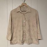 Longaberger Homestead Linen Embroidered Short Sleeve Basket Size Medium Tan Photo 0