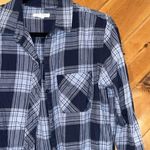 Beach Lunch Lounge raw hem plaid flannel button up shirt Photo 1