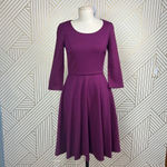 Boden Irene Fit & Flare 3/4 Sleeve Cotton Dress in Purple Size US 2R Purple Photo 2