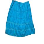 ICI Tiered Prairie Crochet Trim Maxi Skirt 4X Turquoise Western Cowgirl Rodeo Blue Photo 3