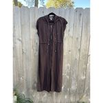 SHERRY TAYLOR Brown Ramie Rayon belt Slit Zip Hooded Dress Size‎ Large Fall Size 14 Photo 6