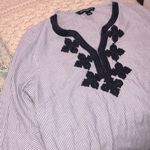 Sharagano  blue striped tunic top size small Photo 3