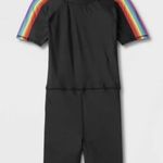 HUMANKIND PRIDE SWIM BATHING SUIT UNISUIT Rainbow Unisex GAY BEACHWEAR Small Black Photo 0