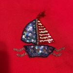 Quacker Factory  American Flag Sail Boat T-Shirt Red Size Small‎ Sequin July 4th Photo 3