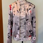 Loft Lightweight Beige Floral Satin Bomber Jacket Women’s XS Extra Small Photo 1