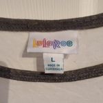 LuLaRoe  Liv T White Short Sleeve Top with Gray Trim Photo 1