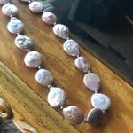 Natural Keshi Coin Pearl Sterling Silver Necklace Photo 1