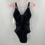 Becca  Swimsuit Size Large One Piece Black Crochet NWT Plunge V-Neck Color Play Photo 2