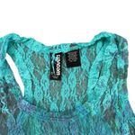 Weavers Blue Teal Lace Sheer Racerback Tank Top Size Small Mermaid Floral Photo 4