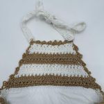 PQ SWIM PILYQ Blair Bikini Top Size XS/S Stripe Halter Crochet NEW Festival Boho Tan Photo 12