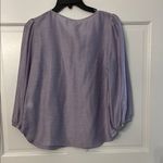 Daniel Cremieux  Purple Puff Sleeve Mandarin Collar Blouse Photo 5