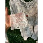 Free People NWT $168 Ready To Party Bodysuit White Embellished Lace Mesh Sheer S Photo 6