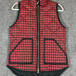 J.Crew  Black/Red Excursion Gingham Plaid Down Filled Quilted Puffer Vest XS Photo 0