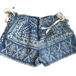 Sea New York Size S Lace Up Jean Shorts Acid Wash Denim Frayed Southwestern Boho Blue Photo 1