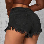 Small Flare Jean Shorts Black Photo 1