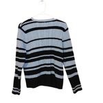 Marsh Landing  100% Cotton Blue Black Stripes Striped Thick Sweater Large Ribbed Photo 1