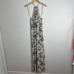 Anthropologie  Elevenses Jumpsuit 100% Silk Black and White Floral Wide Leg Small Photo 1