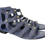 Marc Fisher Gladiator Sandals Womens 8 Blue Gold Studded Ankle Strap Zipper Back Photo 7