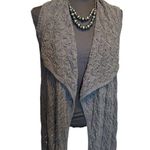 Artisan NY Cable Knit Sleeveless Open Cardigan Vest With Shawl Collar Gray Women Photo 0