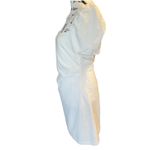 ZARA  White Puff Sleeve Mini Open Back Linen Blend Medium‎ Photo 4