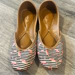 Sandy's Punjabi Jutti shoes with a black white striped pattern pink flamingo Sz9 Size 9 Photo 1