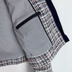 J.Crew  Tweed Fringe Plaid Blazer Jacket Navy Blue Red White Size 10 EUC Photo 10