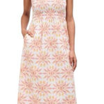 Hill House HOME - Lucy Nap Dress Orange Floral Strapless Maxi Dress Sz M Photo 0