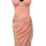 Oh Polly | NWT | US 6 | Tenderness Draped Skirt Corset Midi Dress in Blush Photo 0