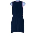 Mara Hoffman  Navy Blue Pink Trim Mini Dress Silk Blend Sleeveless Side Zip Photo 1