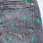 Judy Blue Gray and Green Cactus Embroidered Jean Shorts Photo 5