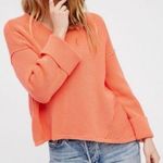Free People La Brea Cotton V Neck Sweater Coral Orange Photo 0