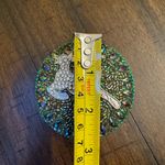 Round Bedazzled Jeweled Green Beaded Tin Trinket‎ Jewelry Ring Box Deer i Photo 4