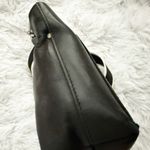 PORTLAND LEATHER GOODS | Black Smooth Leather Mini Crossbody Tote Stripe Strap Photo 8
