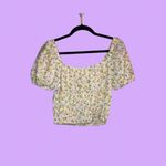 Elodie  Floral Cropped Smocked Ruffles Cottage Top Size Medium Photo 1