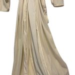 Bill tice beige cream soft with embroidered collar long belted robe size small Photo 3