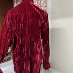 Vintage 90s Red Velvet Long Sleeve Goth Vamp Button Up Shirt Sz L Size L Photo 5