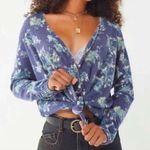 Urban Outfitters Out from under UO blue floral button up long sleeve cardigan top Photo 1