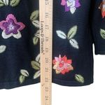 Oscar de la Renta  Black Silk Blend Embroidered Blouse Sweater Floral Size Medium Photo 9