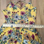 The General Good Yellow Floral Crisscross Spaghetti Strap Tank Dress Photo 10