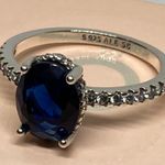 Pandora Moments Blue Stone Sparkling Ring Size 8 / 58 Photo 0