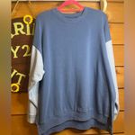American Eagle Blue Jegging Fit Ahh-amazingly Soft Colorblock Oversize Crewneck Photo 3