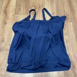 Lands End Womens Solid Navy Blue Tankini Swim Top Drape Banded 18DD Molded Cups Size 18 Photo 1