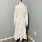 ZARA  Oyster White Bohemian Button-down Lapel Collar Trimmed Midi Dress Sz XXL Photo 15