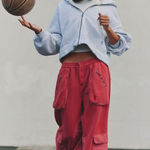 Free People Buckle Down Pants Cranberry Small Red Photo 0