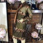 VINTAGE 1980'S KANAR LEATHER AND MESH SHARK BITE HEM COCKTAIL DRESS & JACKET (M) Brown Size M Photo 3