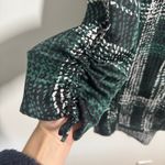 Cocomo Top Women XL Green Black Button Down Blouse Modest Vintage Y2K Career Photo 4